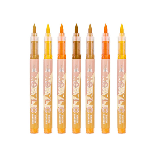 12 Colors Acrylic Markers Soft Brush Pen Tip 7 Color Systems For Drawing Anime Painting DIY Rock Halloween Gifts Art Supplies