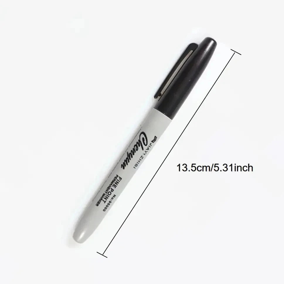 6 Pcs Black Fine Tip Permanent Marker Pens Waterproof Quick Drying Ink for Office School Art Craft Supplies