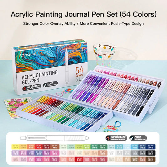 LANGUO 36/54/72/90 Colors Acrylic Painting Gel Pens Retractable 0.7mm Tip Handbook Pen for Student Painting Graffiti Writting