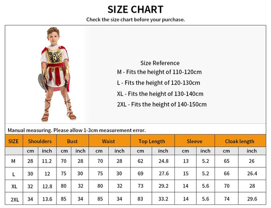Halloween Cosplay Children, Boys and Girls, Roman Warrior Costumes, Ancient Roman Empire Soldier Cosplay Costumes, Party Costume