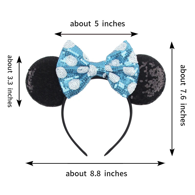 New Christmas Halloween Mouse Ears Headband Cartoon Sequin Bows Headband Birthday Party Princess Cosplay Costume For Women Adult