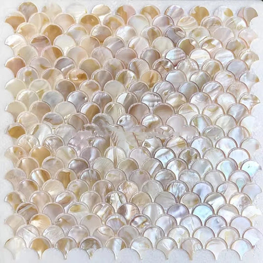 Natural Shell Mosaic Fish Scale Fan Shaped Wall Decoration Background Art Eco-friendly Home Decor