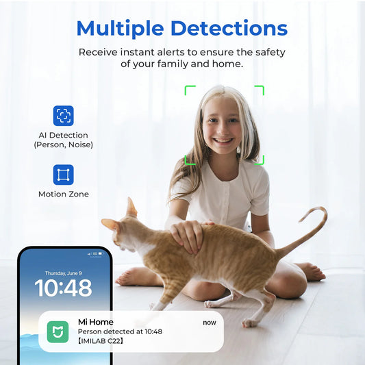 IMILAB Baby Monitor Indoor Security Camera with AI Detection Night Vision 2-Way Audio 360° PTZ Compatible with Xiaomi Home App