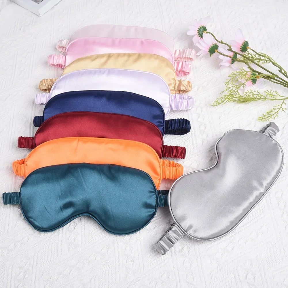 Soft Imitated Silk Sleep Eye Mask with Adjustable Strap Mask Nap Health Eye Care Shield Sleeping Blindfold Eye Cover Eye Patch