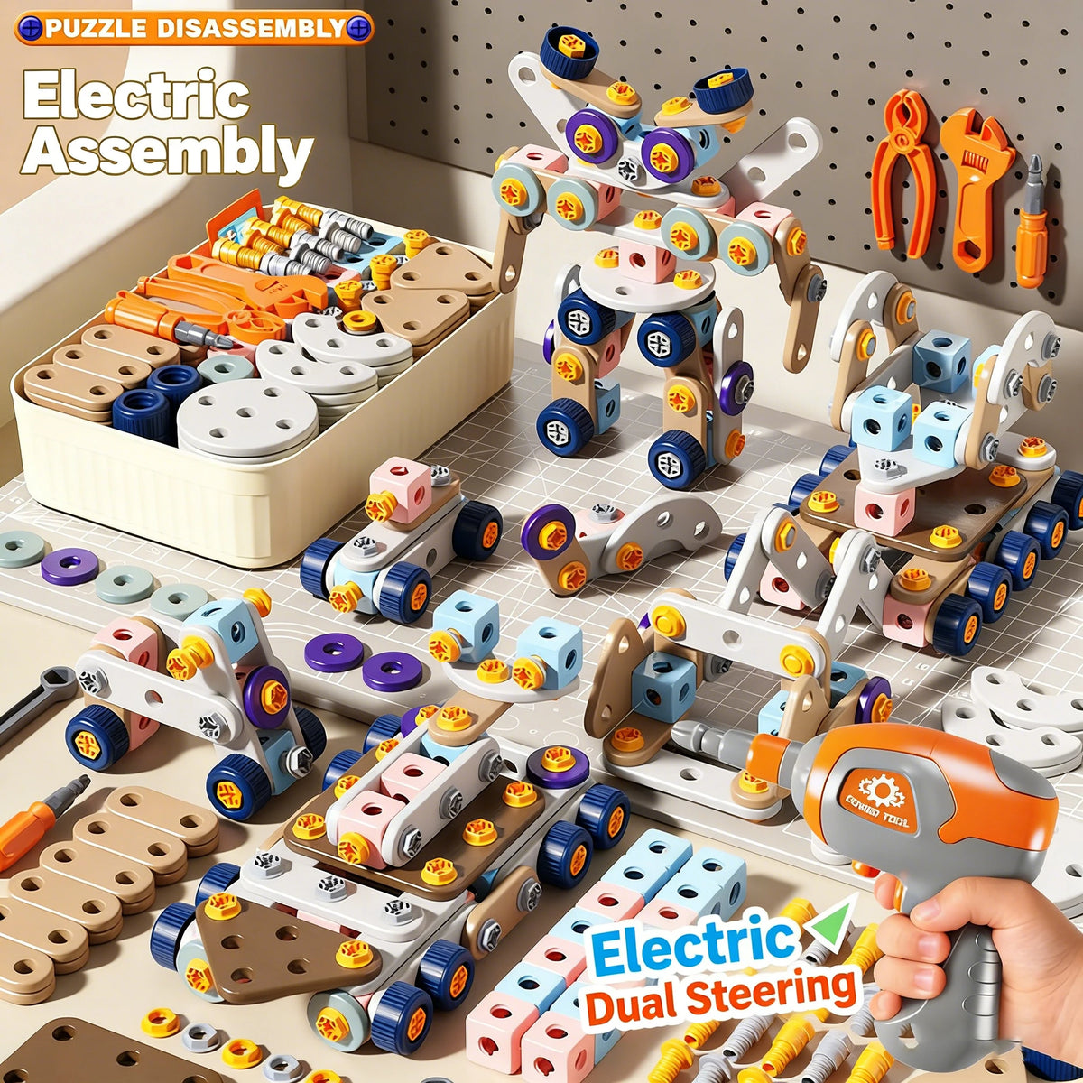2026 New Kids Tool Set DIY Nut Assembly Toy Kit STEM 3D Puzzle Building Tools Montessori Toys Gifts for Boy Girl Repair Tools