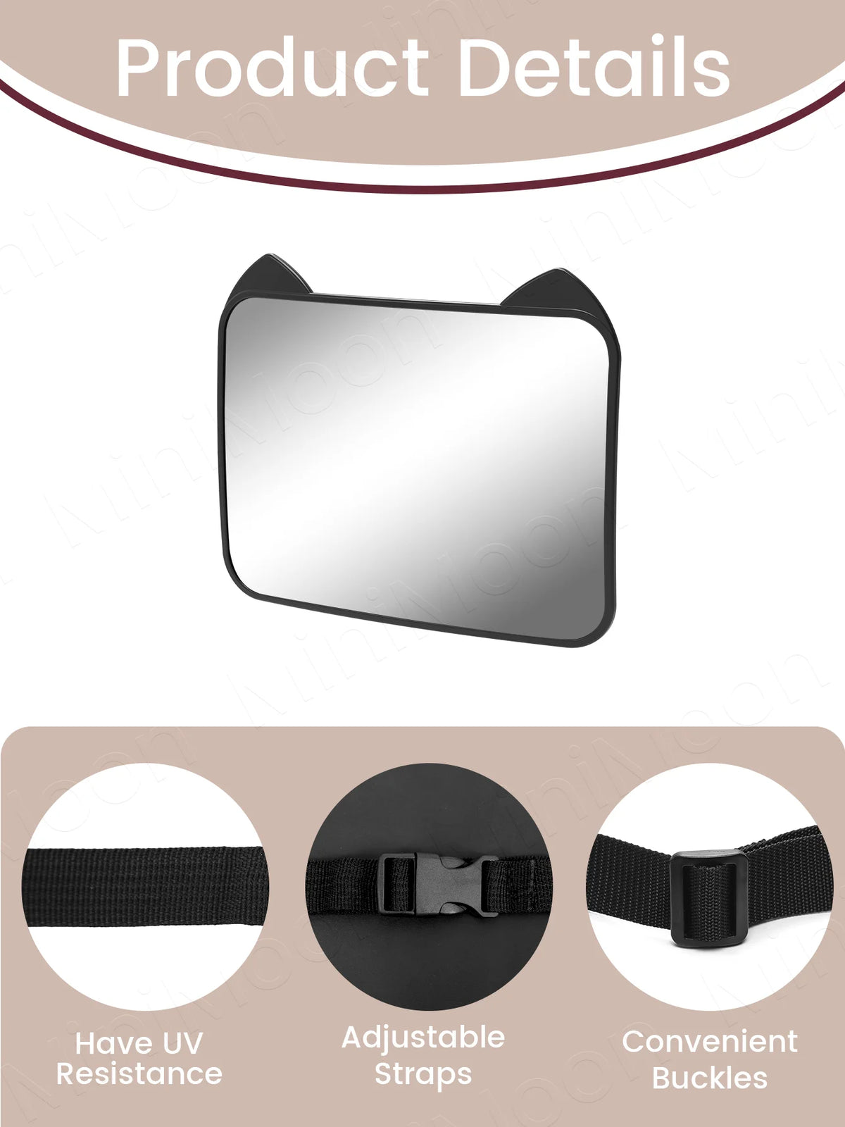 1PC Adjustable Wide-Angle Car Seat Mirror, Headrest Mount Safety Monitor for Rear-Facing Baby & Child