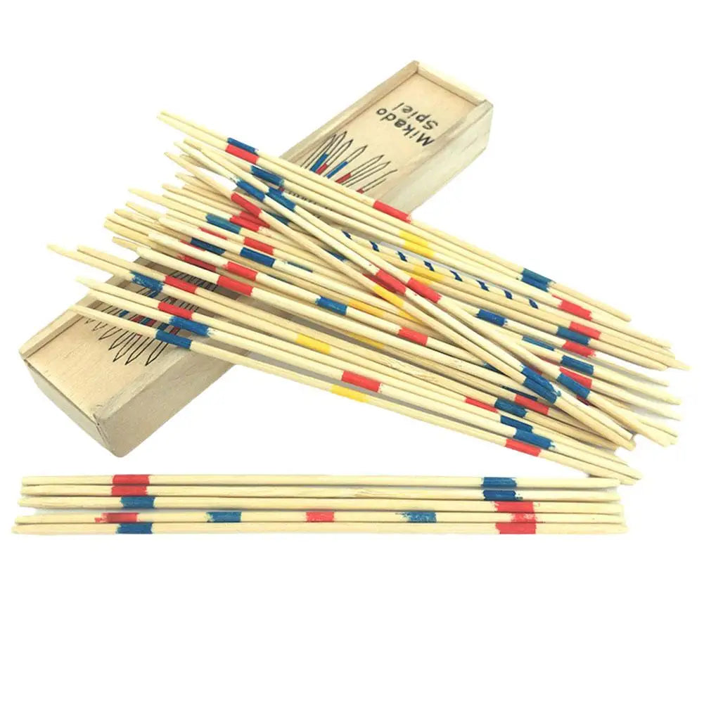 1Set Traditional Mikado Spiel Pick Up Sticks With Box Multiplayer Game Baby Educational Wooden Board Games Stick with Wooden Box