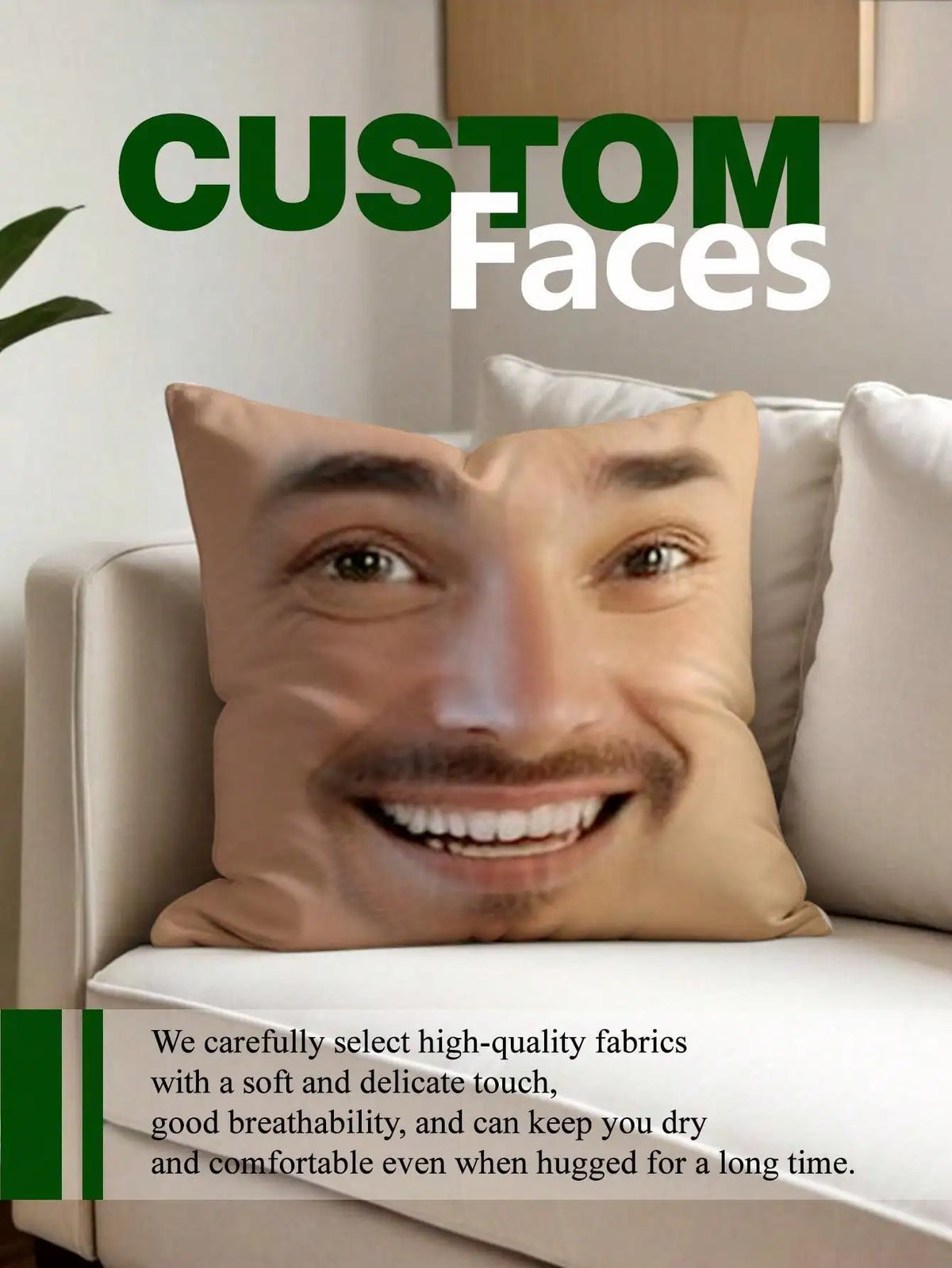 1pc Custom Face Square Pillow Personalized Photo Pillow Funny Gift for Him Her Sofa Car Decor Cover Insert