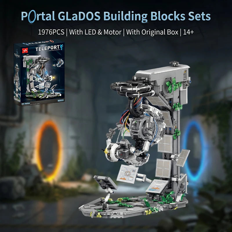 GLaDOS Portal 2 with LED Motor Building Blocks Decrypt Puzzle Game Robot Aperture Lab Brick Model Kit Adults DIY Gift 1976PCS