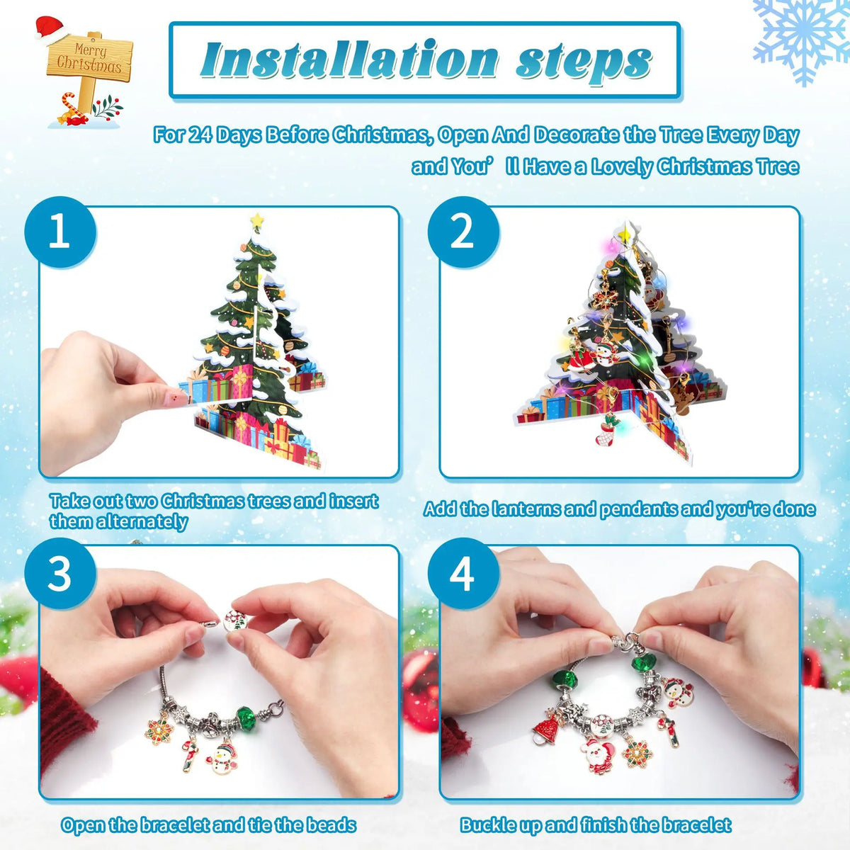 DIY Snowman & Santa Bracelet Advent Calendar – Cardboard Tree Countdown Box