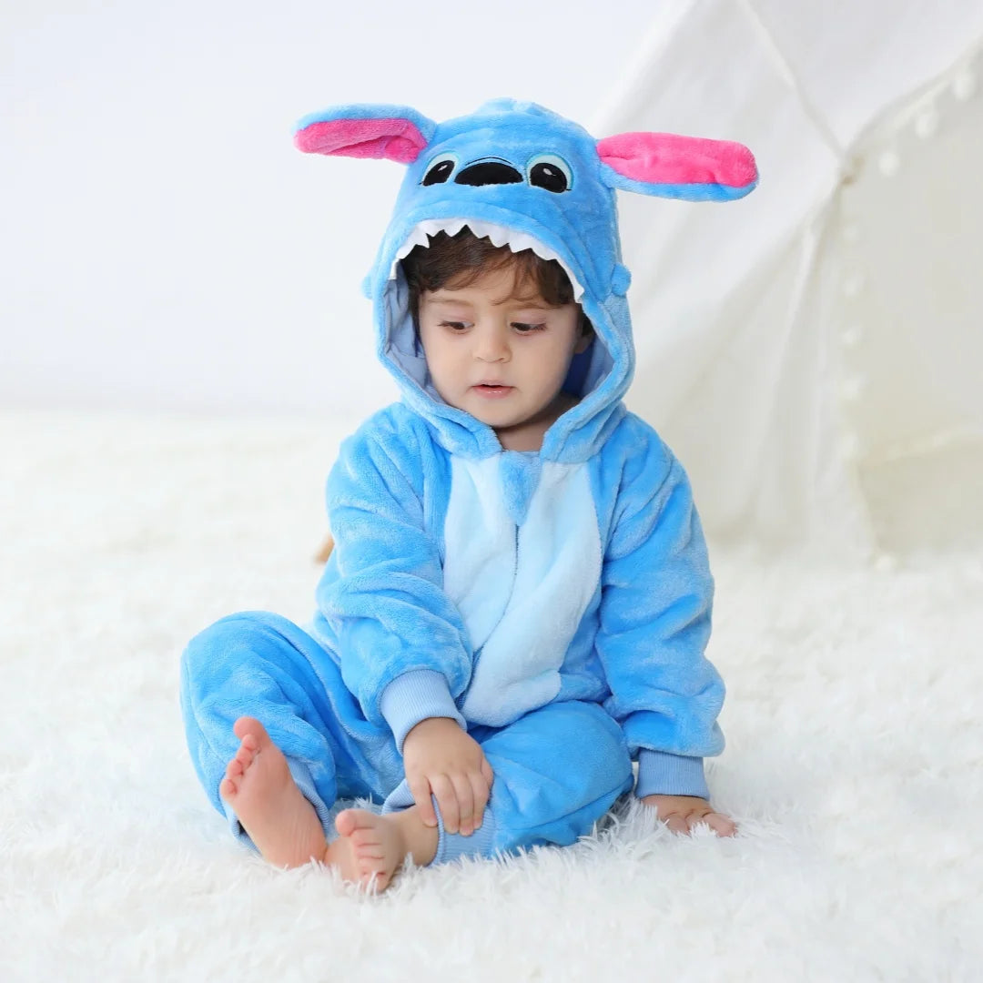 Baby Kigurumi Stitch Cartoon Romper Infant Kids Animal Jumpsuits Toddler Clothes Girls Boys Halloween Cosplay Pyjamas Costumes