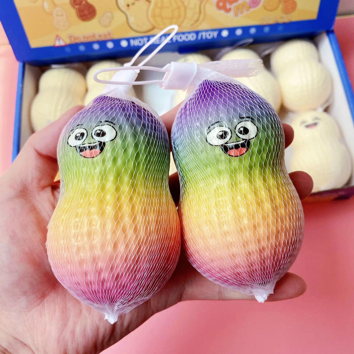Good Luck Peanut PU Squishy Toy, Mud Texture Slow Rising Finger-Sticking Decompression Fidget for Adults, Wholesale Blind Box