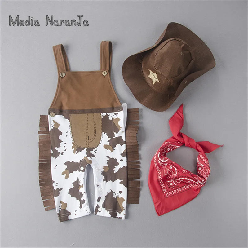 Baby Cowboy Costume – 3-Piece Romper, Hat & Scarf Set for Infants & Toddlers