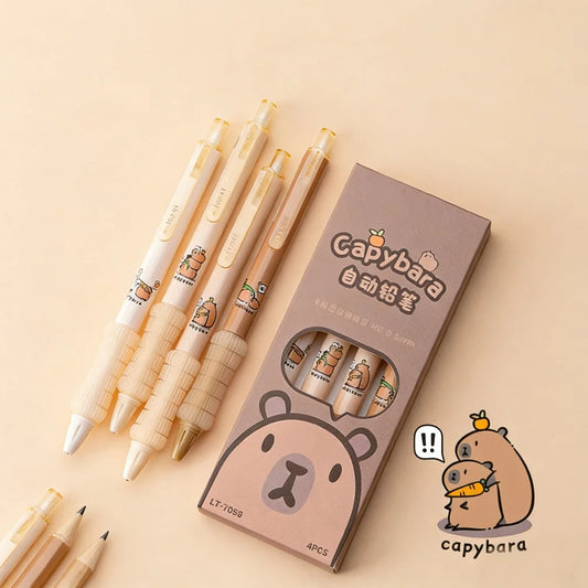 Capybara Mechanical Pencils – 4pc 0.5mm Soft Touch Pencils for School