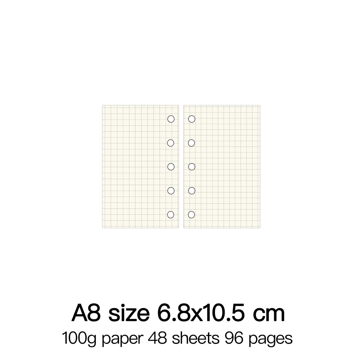 High Quality Ring Binder Notebook A5 Personal A6 A7 A8 Size Insert Refills Loose Leaf Spiral Diary Planner Inner Core 100g Paper