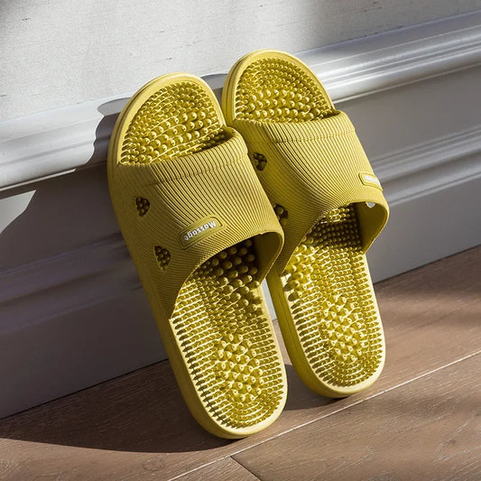 Solid Colour Men's Slippers Bathroom Anti-slip Massage Sandals Women Simple Soft Bottom Health Shoes Zapatillas Casa Hombre