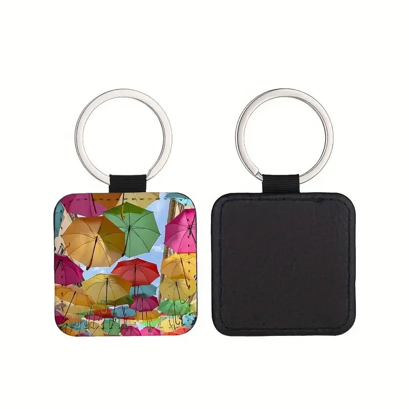 1 Custom Photo Keychain - Personalised PU leather round keyring with sublimation printing, unique personalised gift