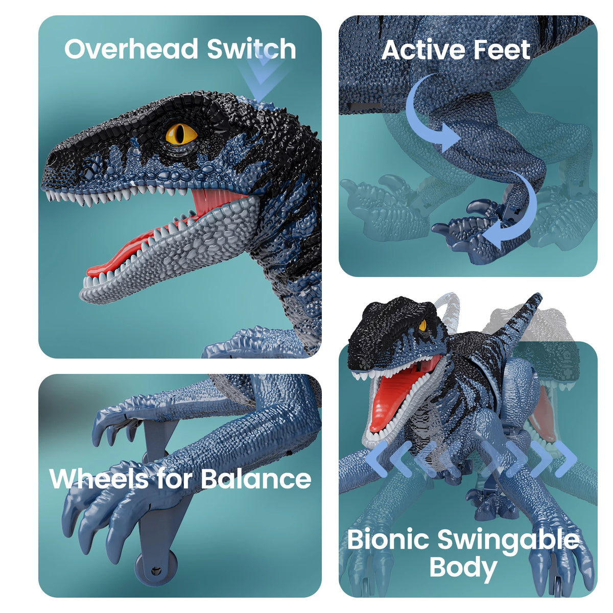2.4GHz Remote Control Dinosaur, Simulation Walking Velociraptor Robot Toy, Electronic RC Dinosaur Toys, Gift for Boys Girls