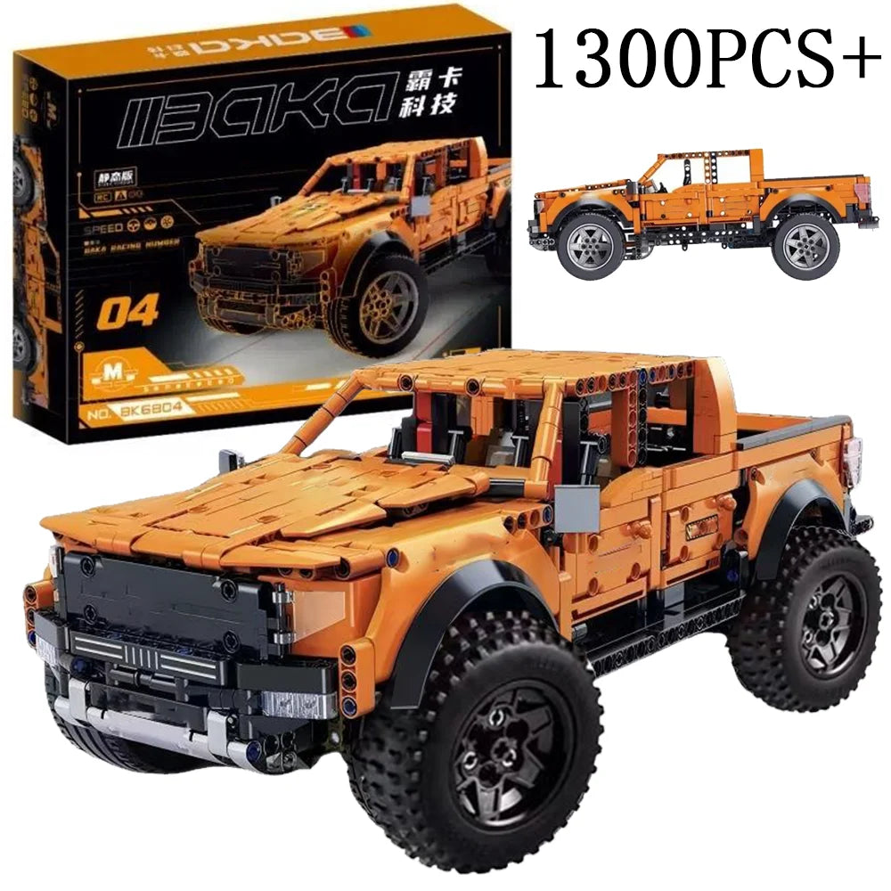 1300+PCS Tech Raptors Pickup Truck Race Car Building Block Kit Compatible MOC Creative DIY Vehicle Bricks Toys Gift Teens Adults
