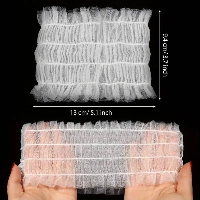 50 PCS Disposable Spa Headbands Soft Non-woven Facial Hair Band Elastic Facial Head Wraps Cloth Stretch Skin Care Makeup Sauna
