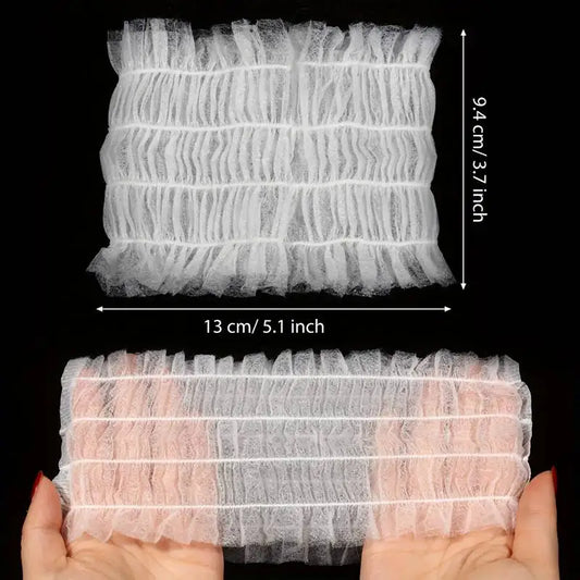 50 PCS Disposable Spa Headbands Soft Non-woven Facial Hair Band Elastic Facial Head Wraps Cloth Stretch Skin Care Makeup Sauna