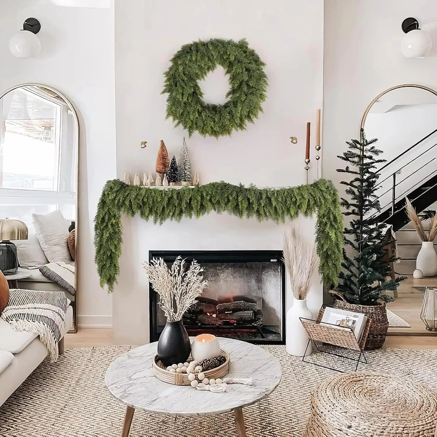 180Cm Artificial Plants Christmas Tree Cypress Leaf Garland Home Party Decor Outdoor Courtyard Pine Rattan Hanging Adorn Wreaths