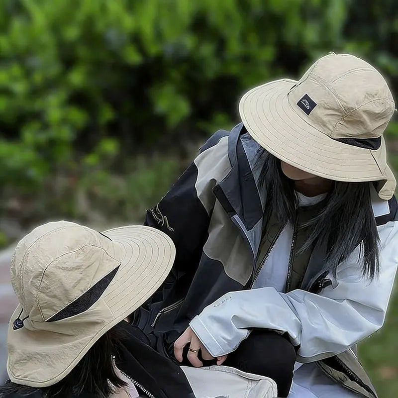 Unisex Summer Sun Hat Breathable Quick-Dry Mesh Wide Brim Panama Caps Adjustable Windproof Fishing Hiking Travel Outdoor Hats