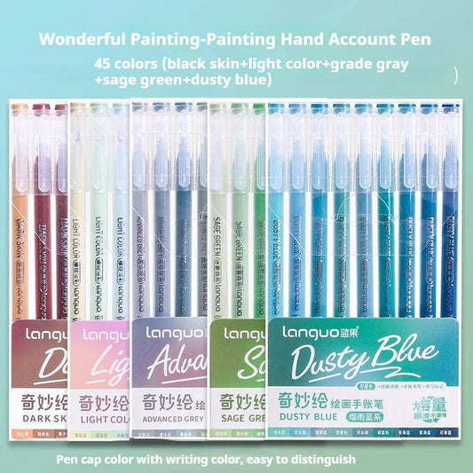 Languo 207/45/9 Colors Morandi Gel Pen 0.6mm Diary Scrapbook Painting DIY Gel Pen Set Color Drawing Art Markers School Supplies