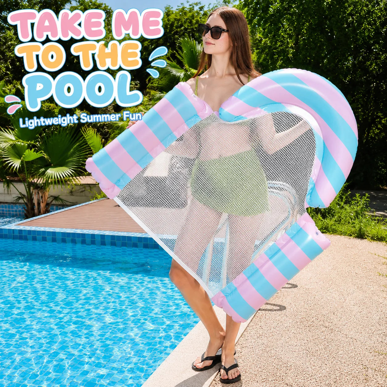 Inflatable Pool Floats, Mesh Hammock Chair, Adult Water Floating Lounger Cooling Seat for Pool Beach Summer