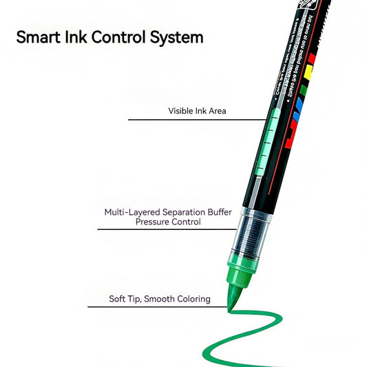 High Grade Acrylic Marker Set with Direct Liquid Soft Brush Tip, Rich Color for Art Creation & DIY Projects