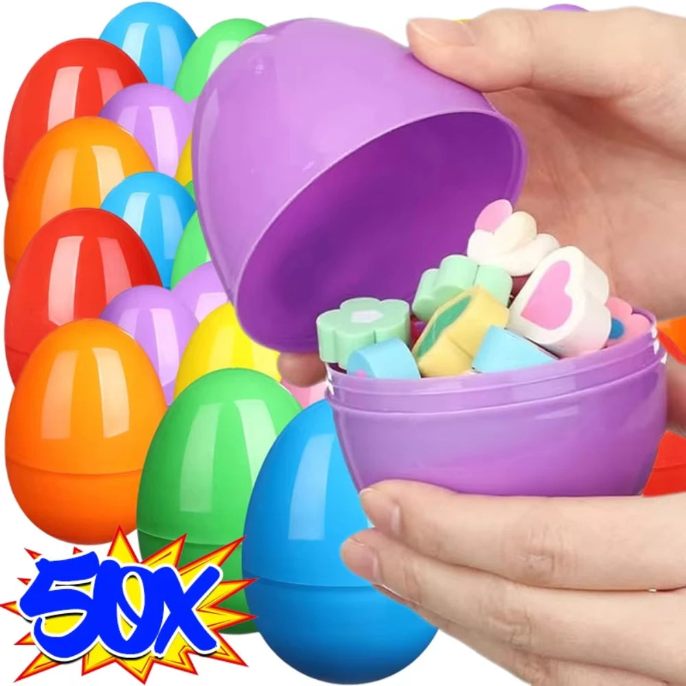 Fillable Easter Eggs Opening Empty Plastic Egg Toys Colorful Candies Gift Packaging Boxes Easter Party Home Decorations