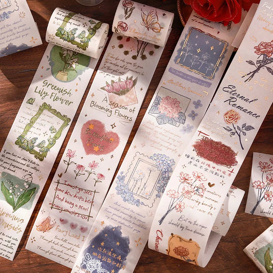 Art Hand Account Material Diy Sticker Tape Decoration Butterfly Mountain Forest Plant Flower Retro Washi Tape