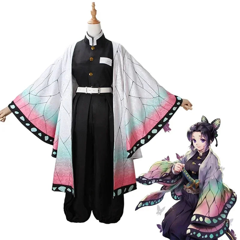 AnimeKochou Shinobu Cosplay Costume  Kochou Uniforms Wigs Hairs Halloween For Kids Adult Cos Party