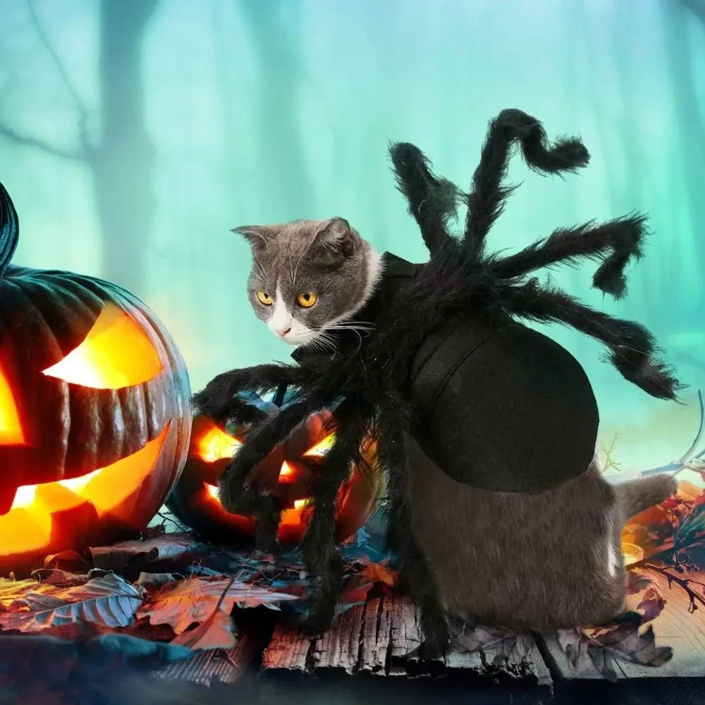 Halloween Pet Spider Costume for Dogs Cats Cute Cosplay Outfit Adjustable Velcro Funny Party Decor Supplies for Small Medium Pet