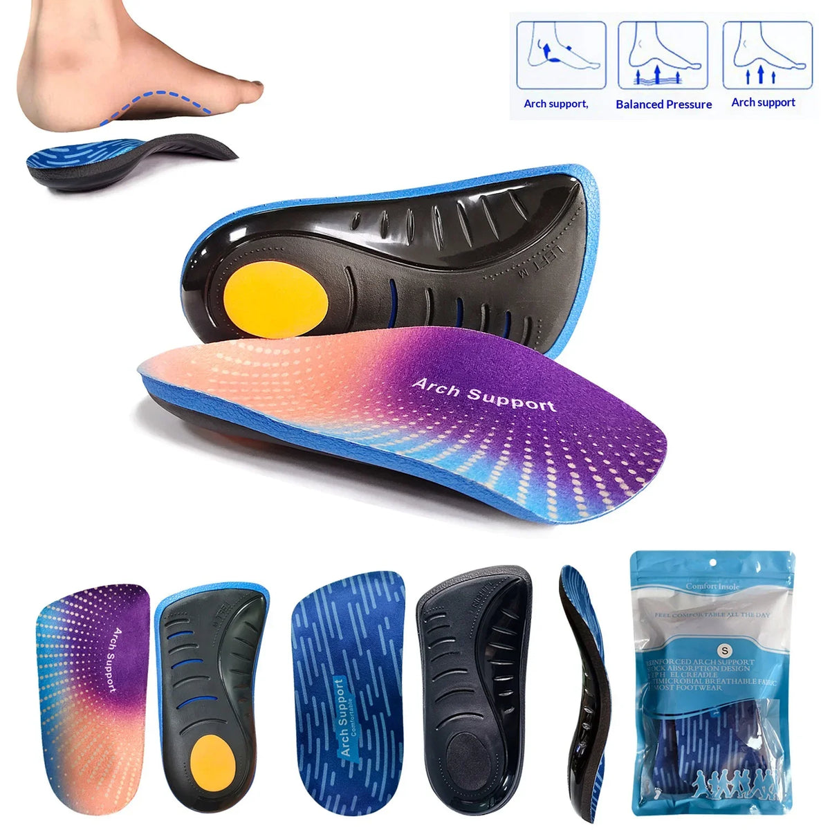 New  Arch Support Pad For Plantar Fasciitis Feet Care Insoles Orthopedic Insoles Orthotics Flat Foot Health Sole Pad Insert