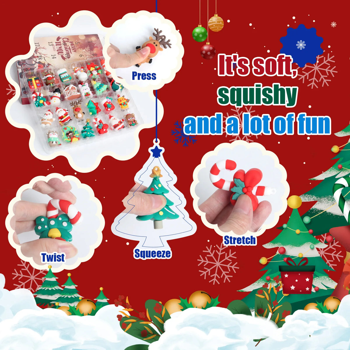 3D Santa Claus Keychain Advent Calendar – 24-Day Christmas Countdown Box