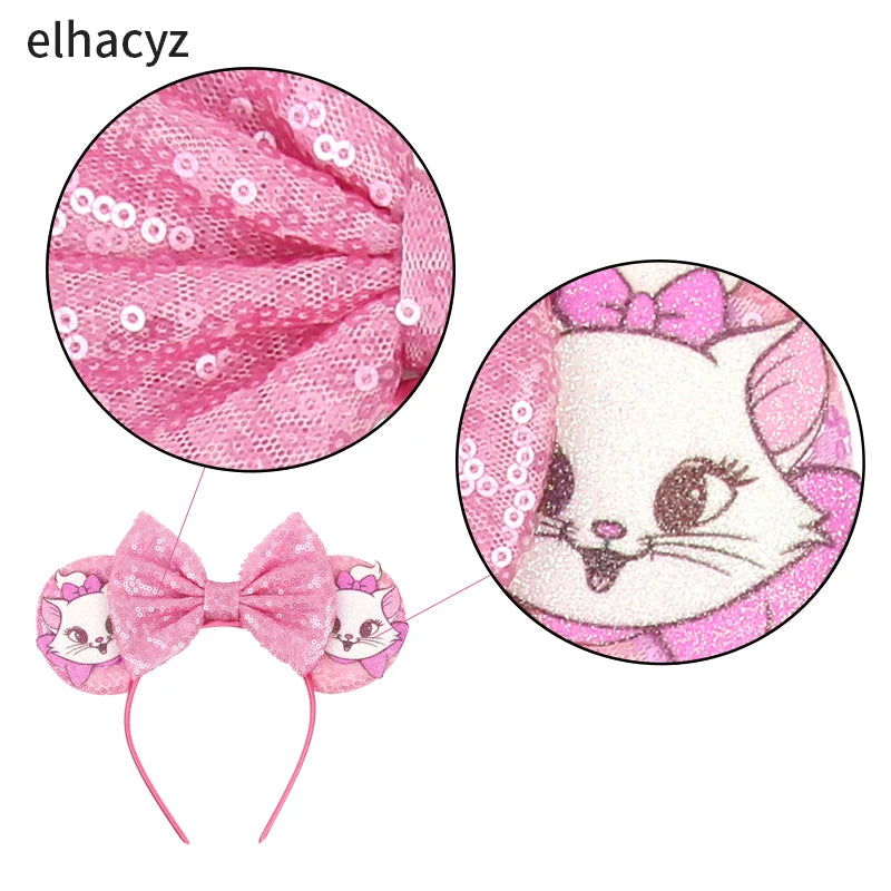 New Christmas Halloween Mouse Ears Headband Cartoon Sequin Bows Headband Birthday Party Princess Cosplay Costume For Women Adult