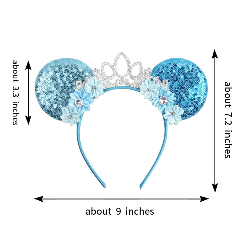 New Christmas Halloween Mouse Ears Headband Cartoon Sequin Bows Headband Birthday Party Princess Cosplay Costume For Women Adult