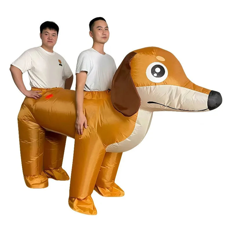 2 Person Inflatable Dachshund Costume Couple Fun Dog Cosplay Suit Carnival Easter Party Holiday Novel Sausage Dog Blow Up Outfit