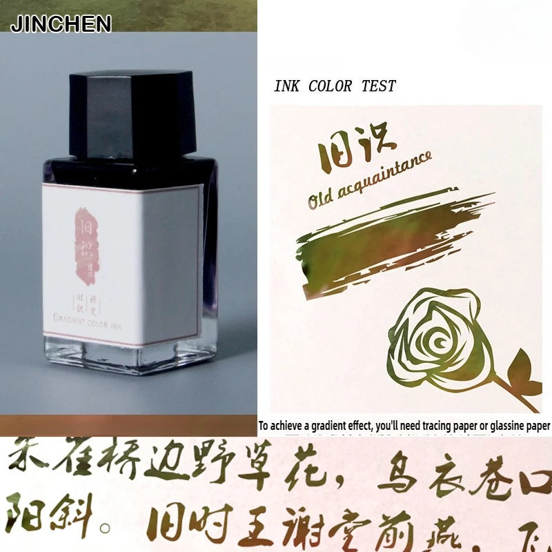 JINCHEN 12 Colors Sheen Fountain Pen Ink 18ml Gradient Color Non-Carbon For Glass Dip Pen School Art Supplies Stationery