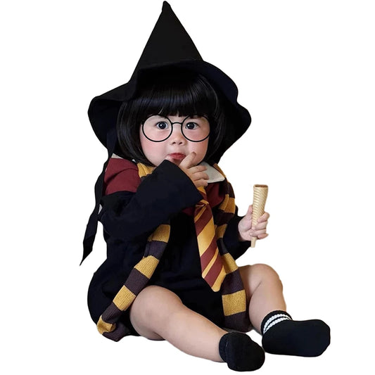 Infant Boy Magic School Uniform Halloween Fancy Dress Up Baby Girl Wizard Witch Costume