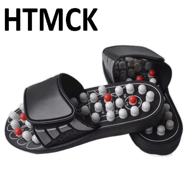 HTMCK Unisex Acupoint Massage Slippers Chinese Acupressure Health Care Rotating Foot Massager Shoes for Home Comfort Flop