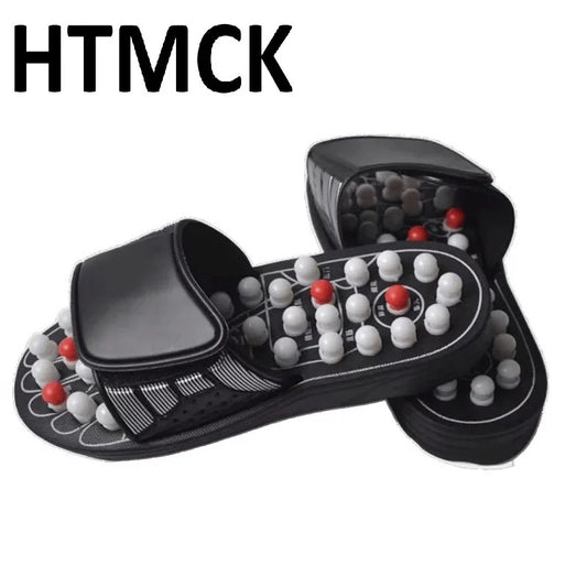 HTMCK Unisex Acupoint Massage Slippers Chinese Acupressure Health Care Rotating Foot Massager Shoes for Home Comfort Flop