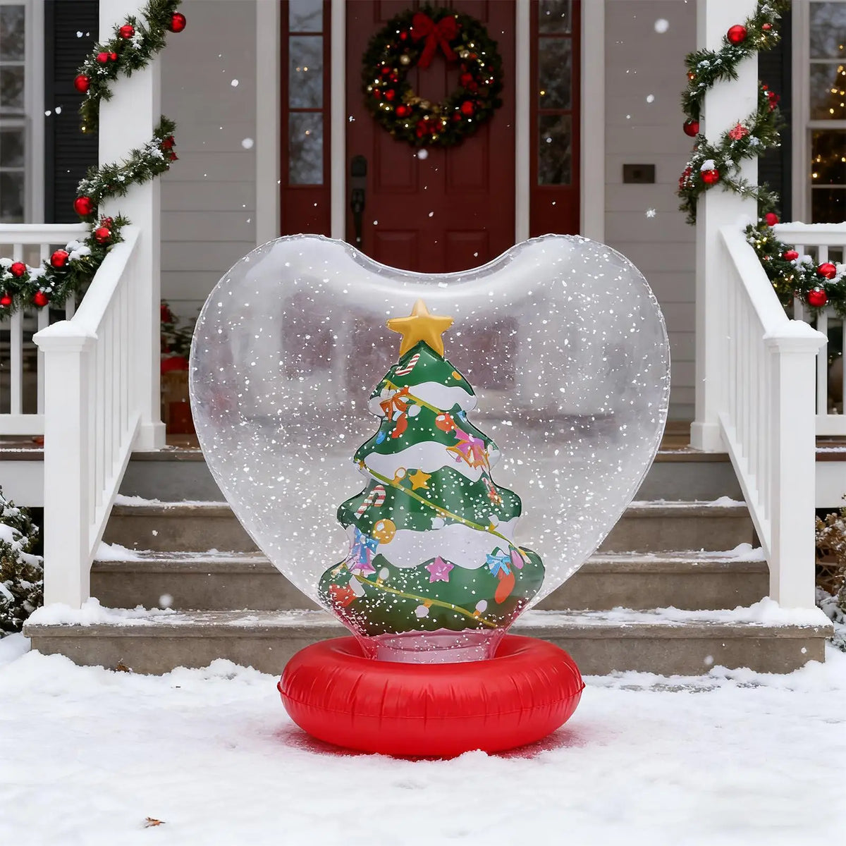 Giant Inflatable Christmas Ball Heart Shape Light Up Holiday Ornaments Figurine Inside Inflatable Decorated Ball With Remote