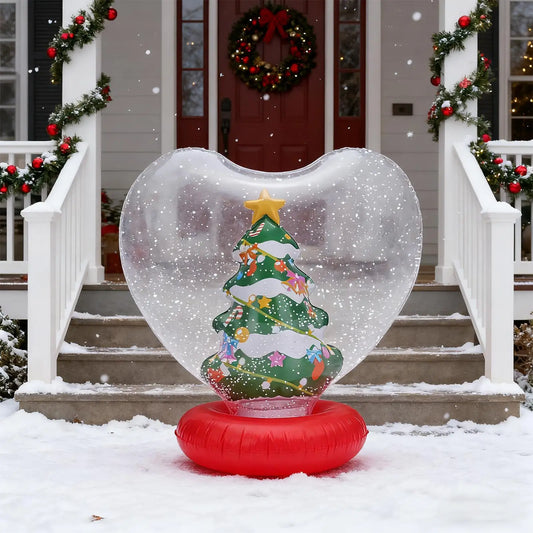 Giant Inflatable Christmas Ball Heart Shape Light Up Holiday Ornaments Figurine Inside Inflatable Decorated Ball With Remote