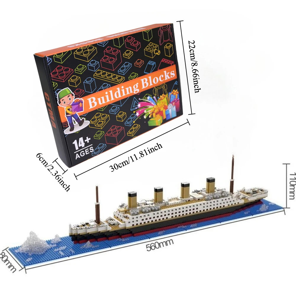 Titanic Model Cruise Ship Building Blocks MOC Boat DIY  Classical Bricks Kit Children Kids Toys Birthday Gift