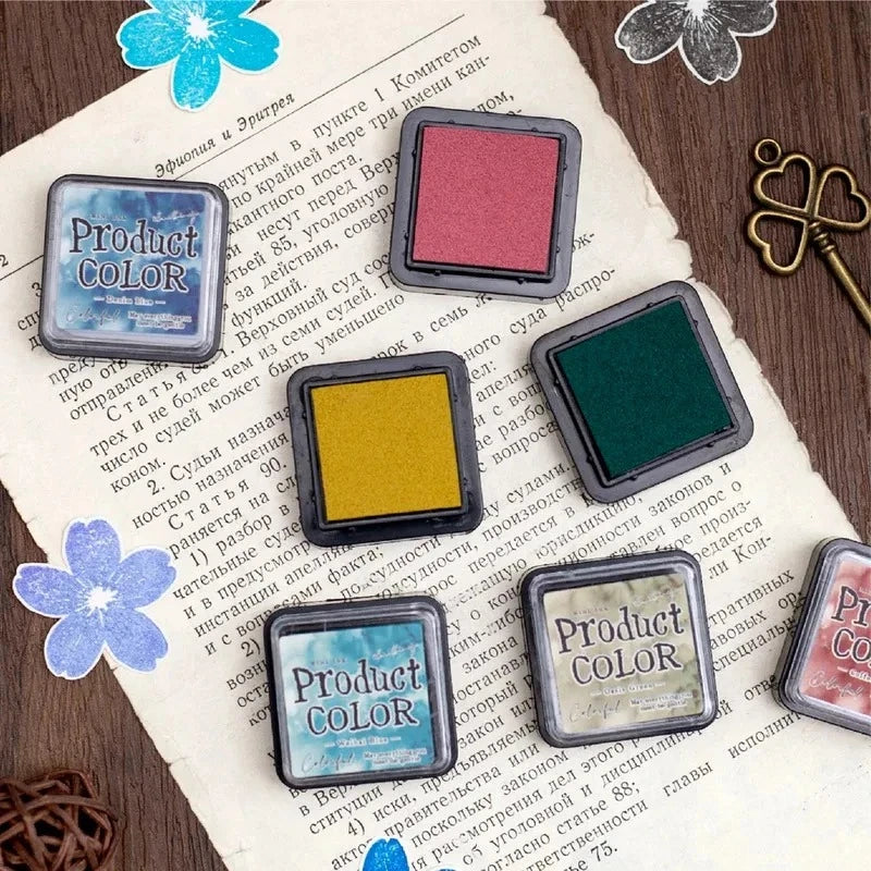 Colorful Multi-Color Ink Pad Set, 6-Piece - Ink Pads for Rubber Stamps, Stampers, School Supplies for Kids' Art and Craft Activi
