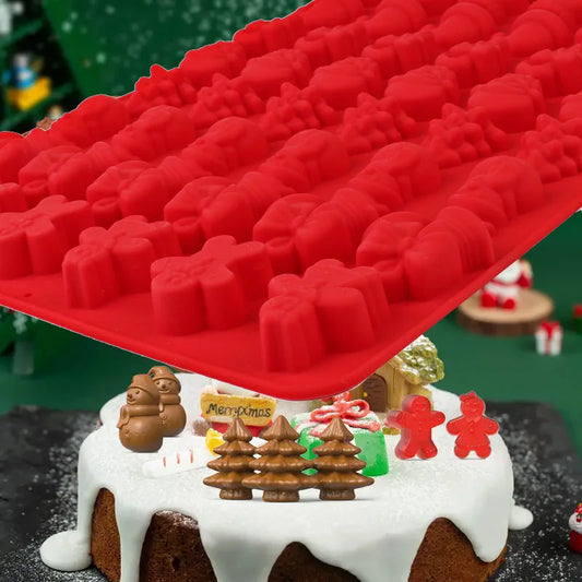 Four Types of Christmas-Themed Silicone Candy and Chocolate Molds to Choose From, Made of Food-Grade Silicone, Easy to Demold, Flexible and Durable, Can Create Various Christmas-Themed Shapes for Candy, Chocolate, Cake Decorations, Etc., for Christmas Hol