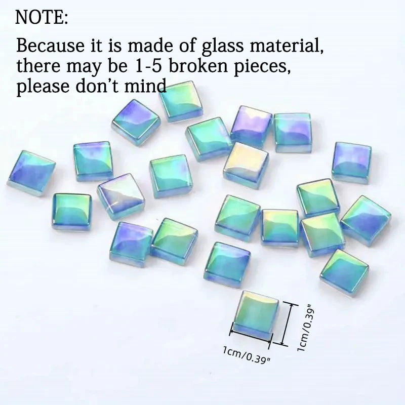 150PCS Colored Metal Gloss Mosaic DIY Material Particle Round Edge Crystal Glass Mosaic Tile Handmade Art Area Painting Project
