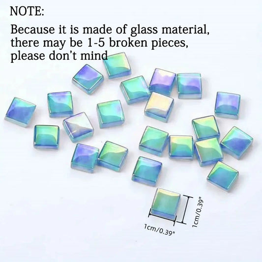 150PCS Colored Metal Gloss Mosaic DIY Material Particle Round Edge Crystal Glass Mosaic Tile Handmade Art Area Painting Project